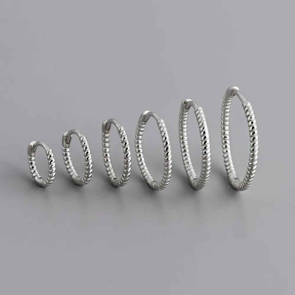 925 Sterling Silver Twist Hoop Earrings Charm Jewelry - Round Circle - MD372 - Touchy Style