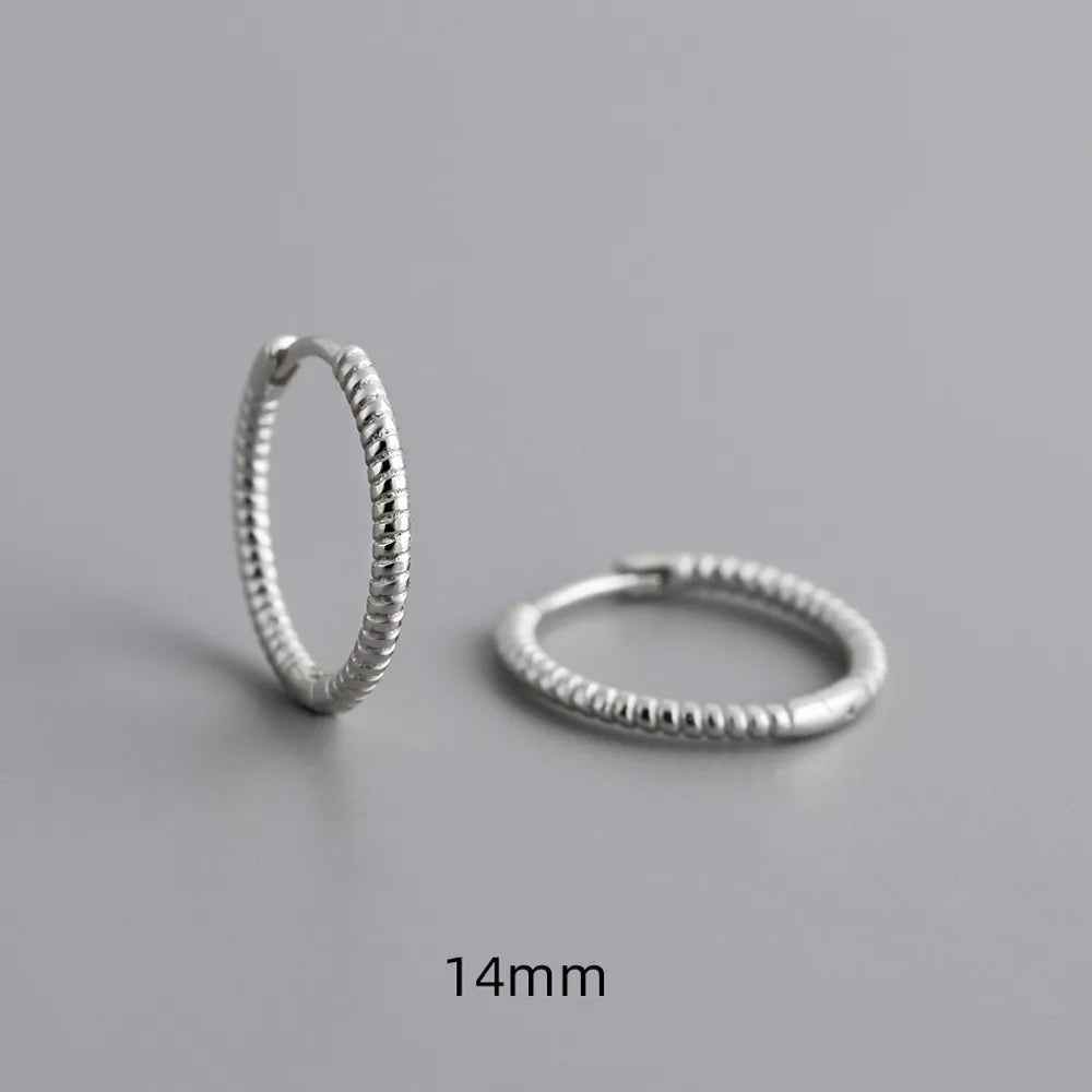 925 Sterling Silver Twist Hoop Earrings Charm Jewelry - Round Circle - MD372 - Touchy Style