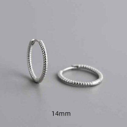 925 Sterling Silver Twist Hoop Earrings Charm Jewelry - Round Circle - MD372 - Touchy Style