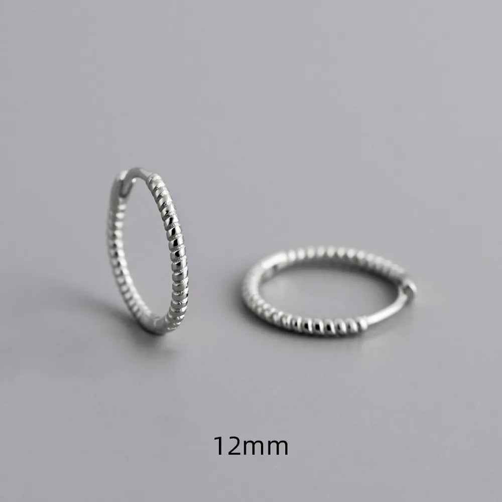 925 Sterling Silver Twist Hoop Earrings Charm Jewelry - Round Circle - MD372 - Touchy Style