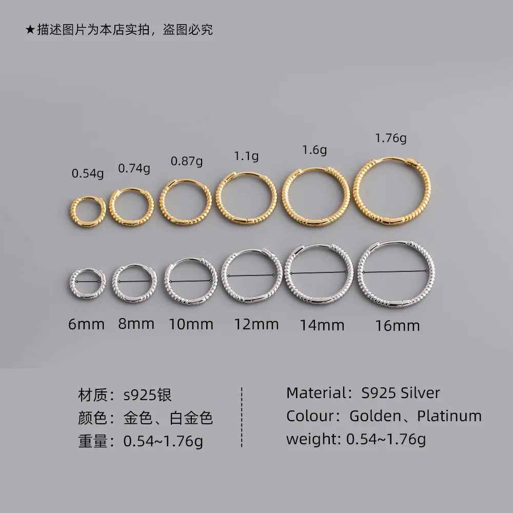 925 Sterling Silver Twist Hoop Earrings Charm Jewelry - Round Circle - MD372 - Touchy Style