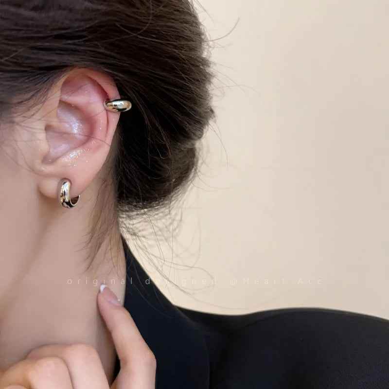 925 Sterling Silver Earring Charm Jewelry - Metal Hoop Small Ear Clip - ER116 - Touchy Style