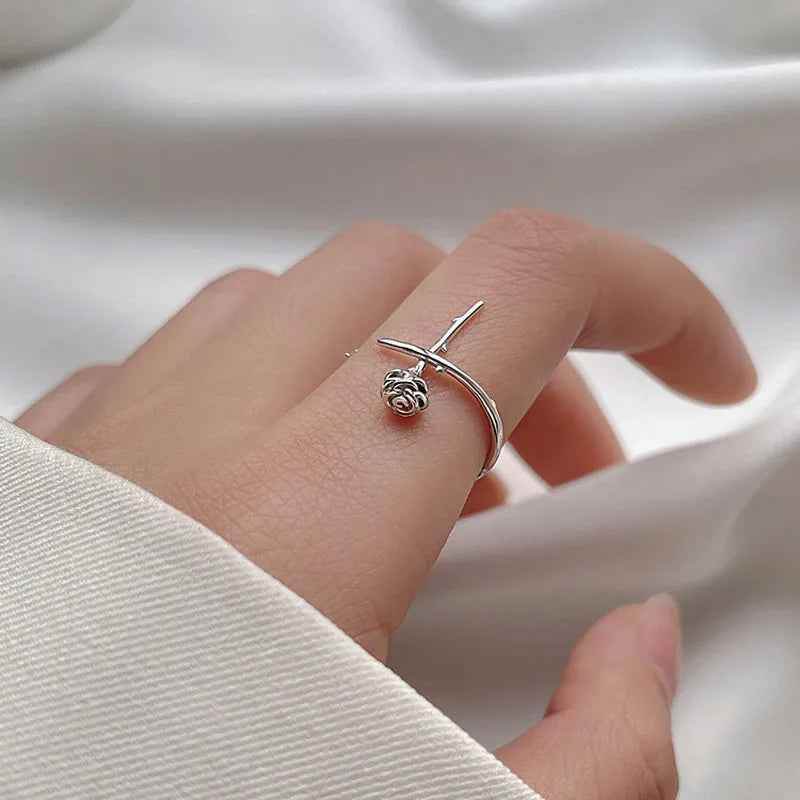 925 Sterling Silver Finger Ring Charm Jewelry - Cherry Blossom Flower - R030 - Touchy Style