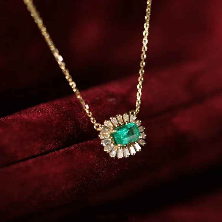 925 Sterling Silver Necklace Charm Jewelry - Retro Oval Green Zircon Pendant - Xm230 - Touchy Style