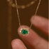 925 Sterling Silver Necklace Charm Jewelry - Retro Oval Green Zircon Pendant - Xm230 - Touchy Style