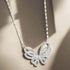 925 Sterling Silver Necklace Charm Jewelry - Shiny Full Zircon - Butterfly Pendant - NK212 - Touchy Style