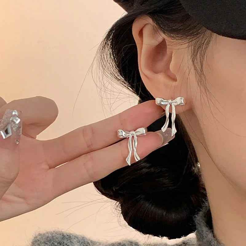 925 Sterling Silver Stud Earrings Charm Jewelry - Elegant Bowknot - ER115 - Touchy Style