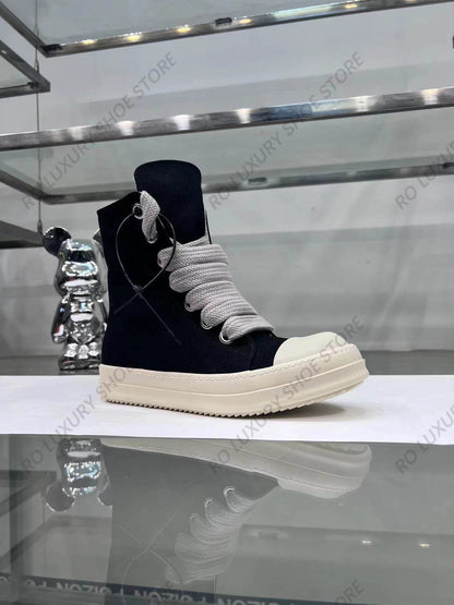 Classic Canvas High Top Men Shoe Designer Follow Engaging Leather Jumbo Lace-up Luxury Ankle Boot Black Platform Women Sneaker - Touchy Style
