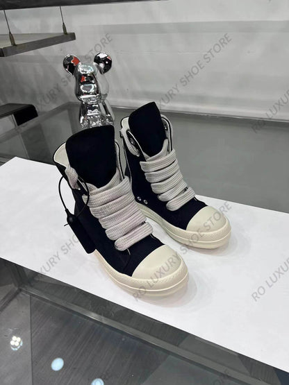 Classic Canvas High Top Men Shoe Designer Follow Engaging Leather Jumbo Lace-up Luxury Ankle Boot Black Platform Women Sneaker - Touchy Style