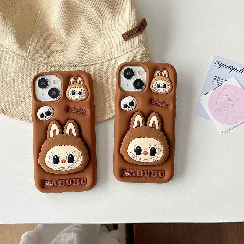 Cute Phone Cases For iPhone 16, 15, 14, 13, 12, 11 Pro Max - 3D Cartoon Monster - Hidden Stand Grip Holder - PC316 - Touchy Style