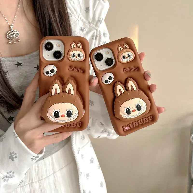 Cute Phone Cases For iPhone 16, 15, 14, 13, 12, 11 Pro Max - 3D Cartoon Monster - Hidden Stand Grip Holder - PC316 - Touchy Style