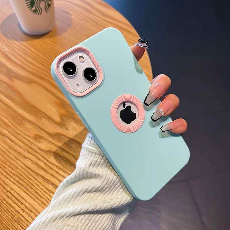 Cute Phone Cases For iPhone 16, 15, 14, 13 Pro Max, 11, 12, X, Xr, Xs - Double Color Logo Hole Soft Cover - PC228 - Touchy Style