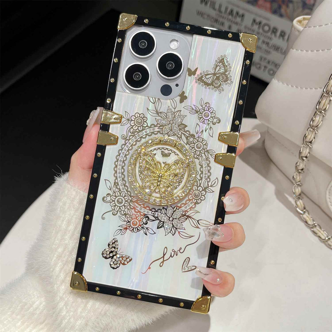 Cute Phone Cases For iPhone 16, 15 Pro Max, 14, 13, 12, 11 Plus - Rhinestone Luxury Laser Shell Cover - PC3121 - Touchy Style