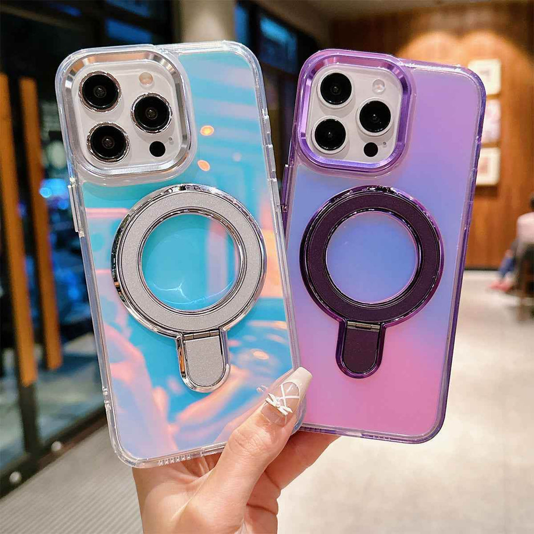 Cute Phone Cases For iPhone 16 PRO MAX, 15, 14, 13, 12 - Shell Back Cover with Ring Holder Kickstand - TU4 - Touchy Style