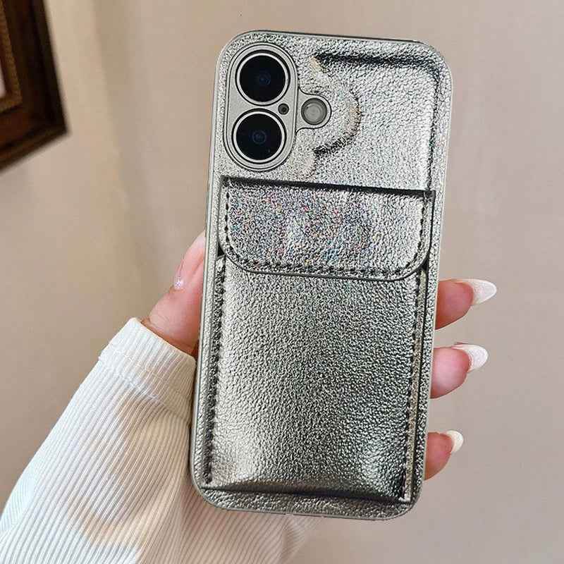 Cute Phone Cases For iPhone 16 Pro Max, 15, 13, 14 - Stylish Card Slot Bag Holder - Leather Texture Cover - PC0307 - Touchy Style
