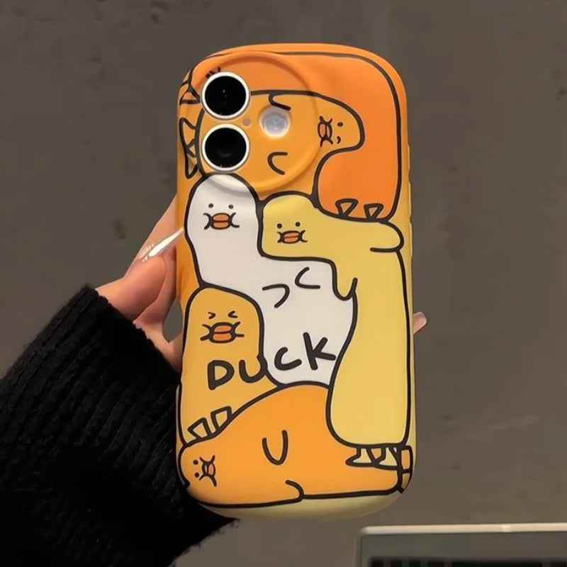 Cute Phone Cases For iPhone 16 Pro Max, 15, 14, 13 - Cartoon Duck - Soft Oval Edges - PC2410 - Touchy Style