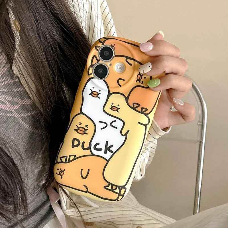 Cute Phone Cases For iPhone 16 Pro Max, 15, 14, 13 - Cartoon Duck - Soft Oval Edges - PC2410 - Touchy Style