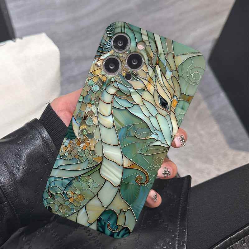 Cute Phone Cases For iPhone 16 Pro Max, 15, 14, 13, 12, 11 Plus - Cartoon Dragon - Glass Cover - PC8021 - Touchy Style