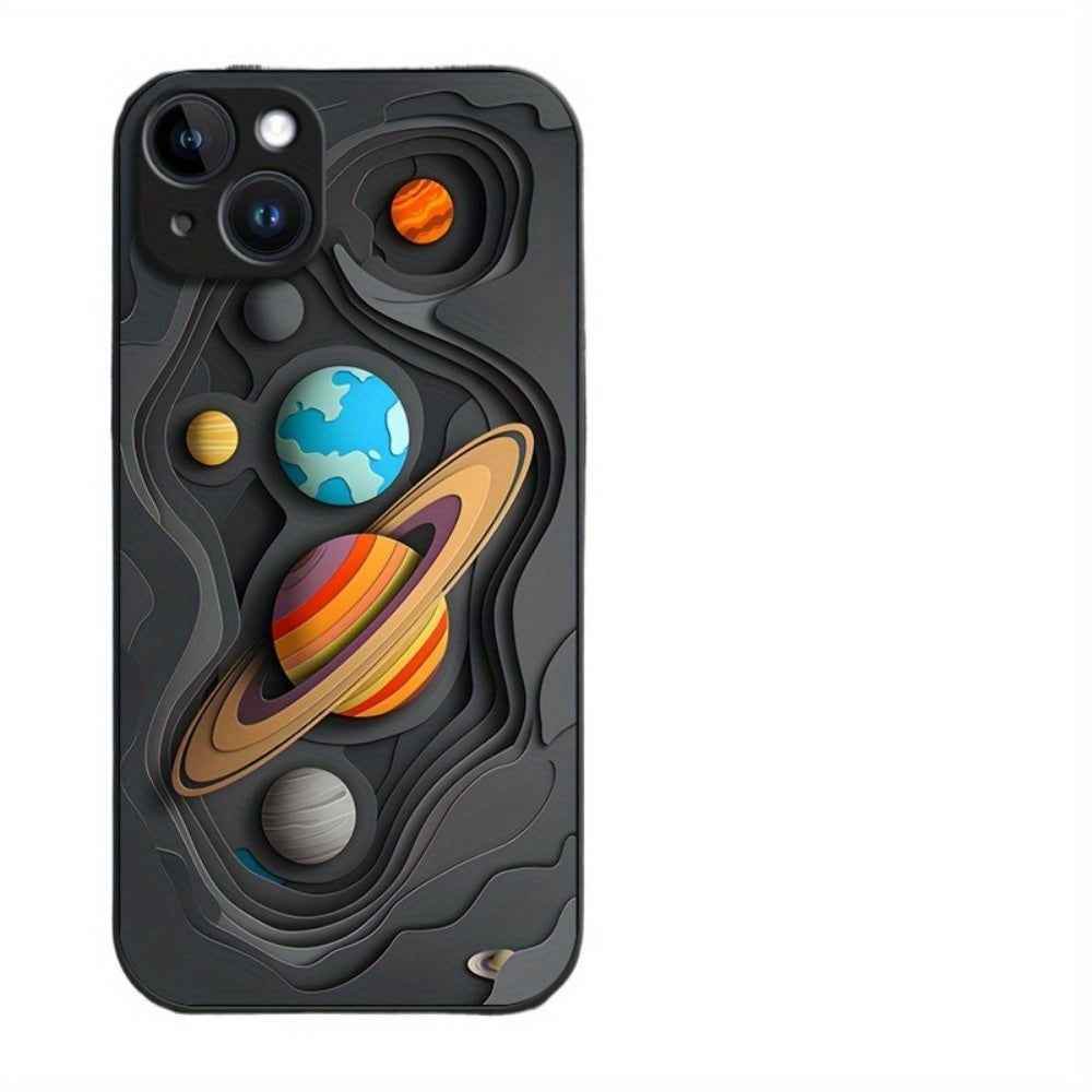 Cute Phone Cases For iPhone 16 Pro Max, 15, 14, 13, 12, 11 Plus, XS MAX, XR - Tempered Glass Graphite Space Cover - TU5 - Touchy Style