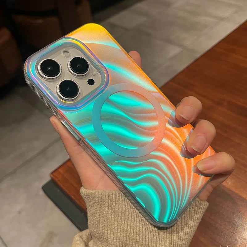 Cute Phone Cases for iPhone 15, 14 Pro Max, 12, 13 - Gradient Acrylic Cover - Colorful Water Ripple - PC341 - Touchy Style