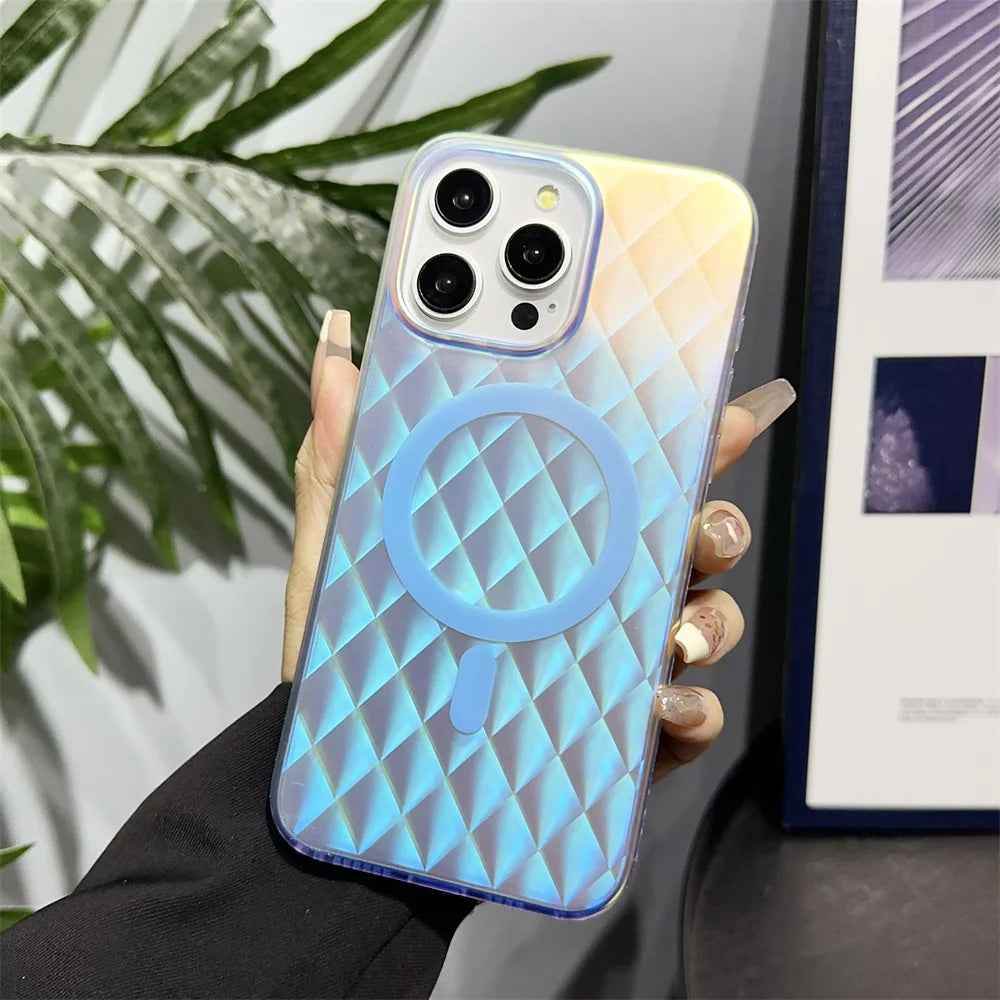 Cute Phone Cases for iPhone 15, 14 Pro Max, 12, 13 - Gradient Acrylic Cover - Colorful Water Ripple - PC341 - Touchy Style