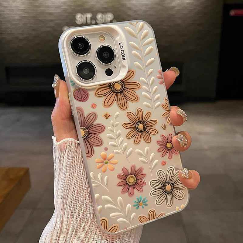 Cute Phone Cases for iPhone 16 Pro Max, 15 Plus, 14, 13, 12, 11, XS, XR - Floral Hard PC Cover - TU01 - Touchy Style