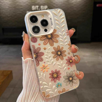 Cute Phone Cases for iPhone 16 Pro Max, 15 Plus, 14, 13, 12, 11, XS, XR - Floral Hard PC Cover - TU01 - Touchy Style