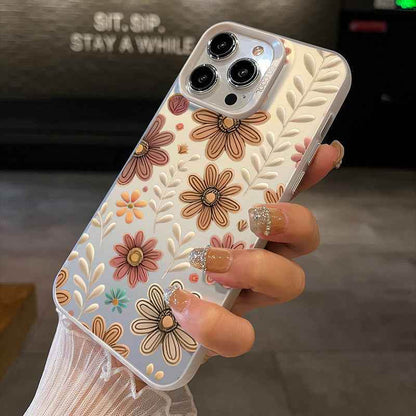 Cute Phone Cases for iPhone 16 Pro Max, 15 Plus, 14, 13, 12, 11, XS, XR - Floral Hard PC Cover - TU01 - Touchy Style