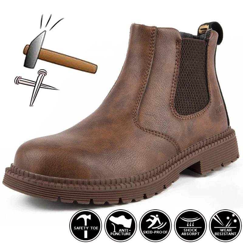 Waterproof Work &amp; Safety Boots Men Leather Boots Indestructible Male Work Shoes Men Winter Boots Safety Shoes Men Steel Toe Shoe - Touchy Style