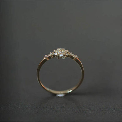 Shiny Zircon Exquisite Snowflake Ring for Women 925 Sterling Silver 14k Gold Plated Romantic Wedding Jewelry - Touchy Style