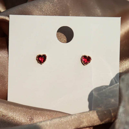 925 Sterling Silver Red Heart Stud Earrings For Women Luxury Temperament Wedding Party Jewelry Accessories Girlfriend Gift - Touchy Style