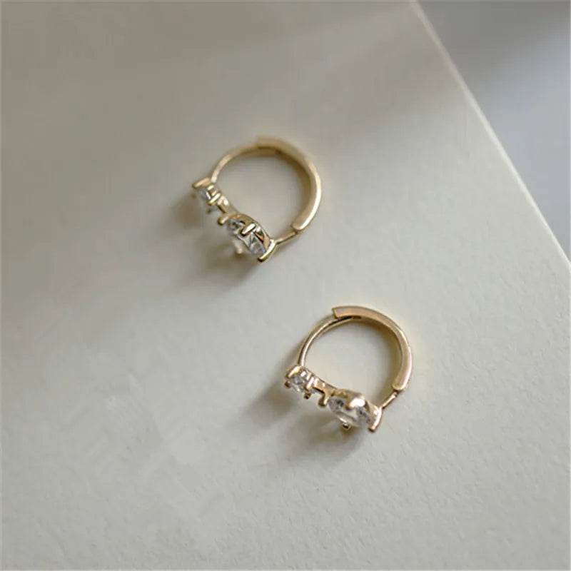 925 Sterling Silver Plating 14K Gold Earrings Korea Sweet Zircon Ear Studs Women Temperament Party Jewelry Gifts - Touchy Style