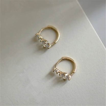 925 Sterling Silver Plating 14K Gold Earrings Korea Sweet Zircon Ear Studs Women Temperament Party Jewelry Gifts - Touchy Style