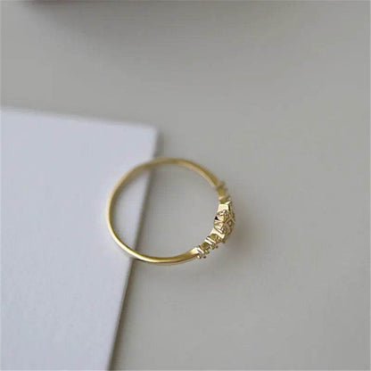 Shiny Zircon Exquisite Snowflake Ring for Women 925 Sterling Silver 14k Gold Plated Romantic Wedding Jewelry - Touchy Style