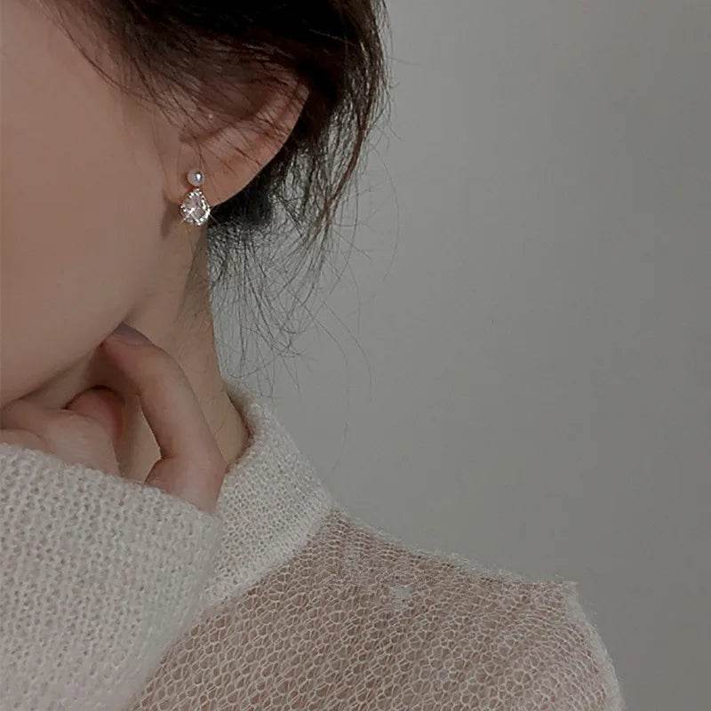 S925 Sterling Silver 14k Gold Plated Pearl Stud Earrings Water Drop Shiny Zircon Exquisite Earrings for Women Wedding Jewelry - Touchy Style