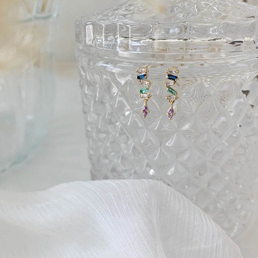 925 Sterling Silver Simple Snake Stud Earrings Women Pavé Crystal Tassel Earrings Wedding Temperament Jewelry Friendship Gift - Touchy Style