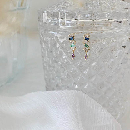 925 Sterling Silver Simple Snake Stud Earrings Women Pavé Crystal Tassel Earrings Wedding Temperament Jewelry Friendship Gift - Touchy Style