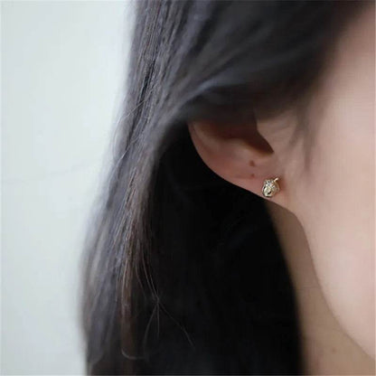 Cute Oak Pine Fruit Earrings for Women 925 Sterling Silver Plated 14K Fold Micro-inlaid Zircon Exquisite Ear Jewelry Gift - Touchy Style