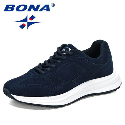BONA 2021 New Designers Suede Running Shoes Men Casaul Sneakers Light Breathable Man Vulcanized Shoes Jogging Walking Footwear - Touchy Style