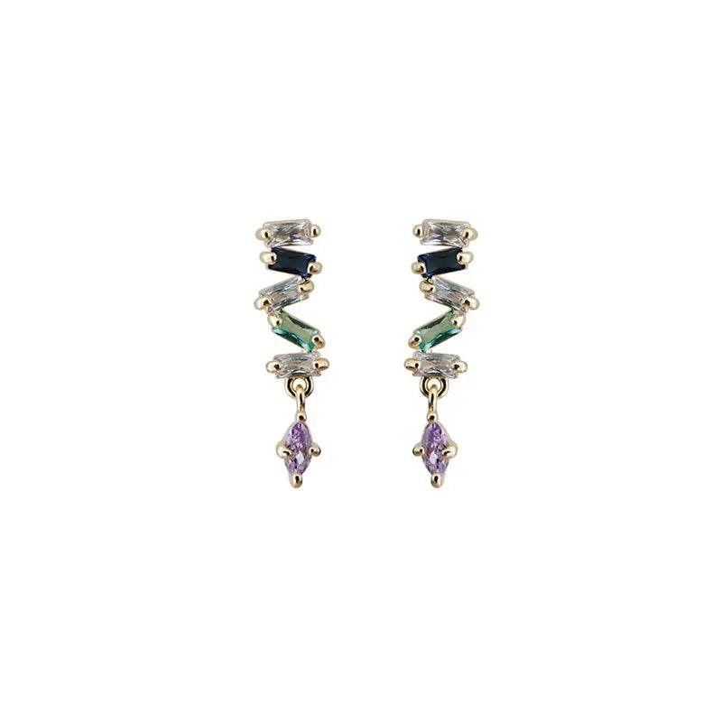 925 Sterling Silver Simple Snake Stud Earrings Women Pavé Crystal Tassel Earrings Wedding Temperament Jewelry Friendship Gift - Touchy Style