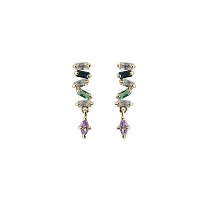 925 Sterling Silver Simple Snake Stud Earrings Women Pavé Crystal Tassel Earrings Wedding Temperament Jewelry Friendship Gift - Touchy Style