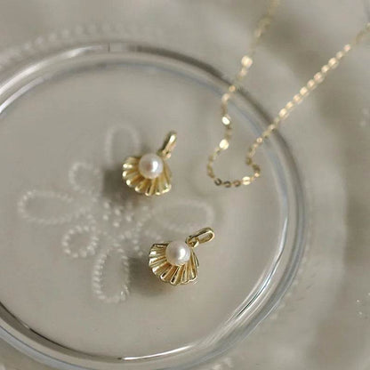 High Quality 925 Sterling Silver Plated 14K Gold Pearl Shell Necklace for Women Fashion Temperament Valentine&