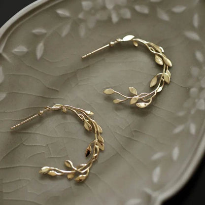925 Sterling Silver French Simple Wrapping Olive Leaf Earrings Women Elegant Noble Wedding Jewelry Accessories Gift - Touchy Style