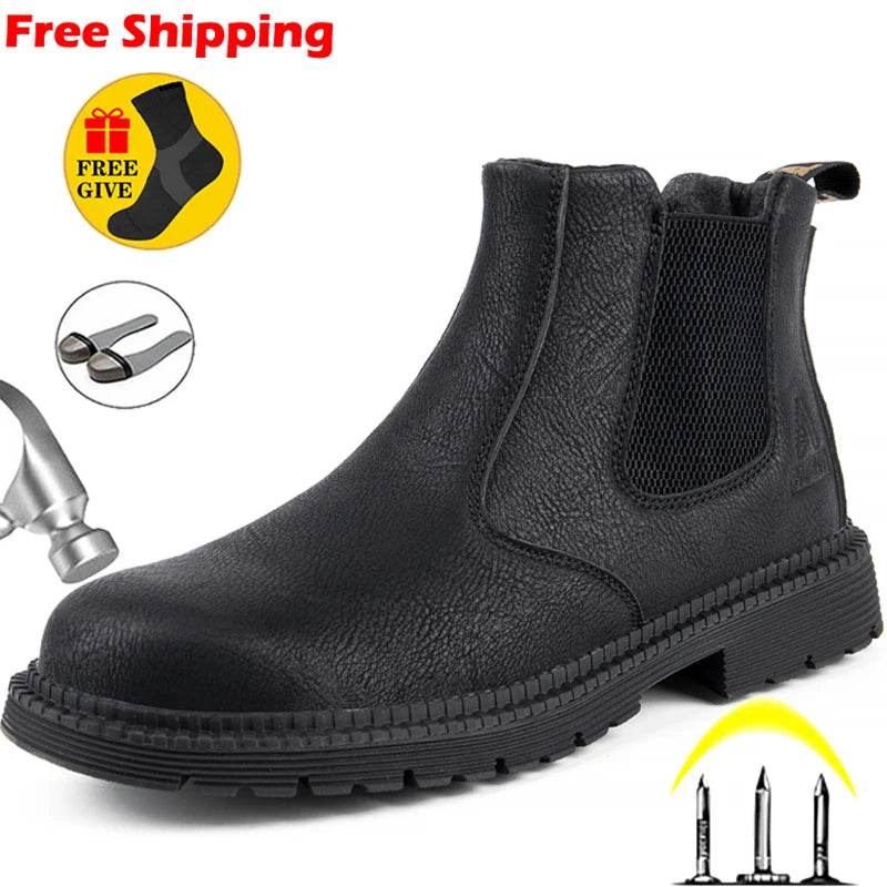 Waterproof Work &amp; Safety Boots Men Leather Boots Indestructible Male Work Shoes Men Winter Boots Safety Shoes Men Steel Toe Shoe - Touchy Style