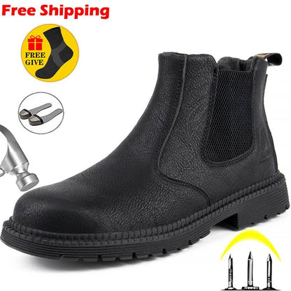 Waterproof Work &amp; Safety Boots Men Leather Boots Indestructible Male Work Shoes Men Winter Boots Safety Shoes Men Steel Toe Shoe - Touchy Style