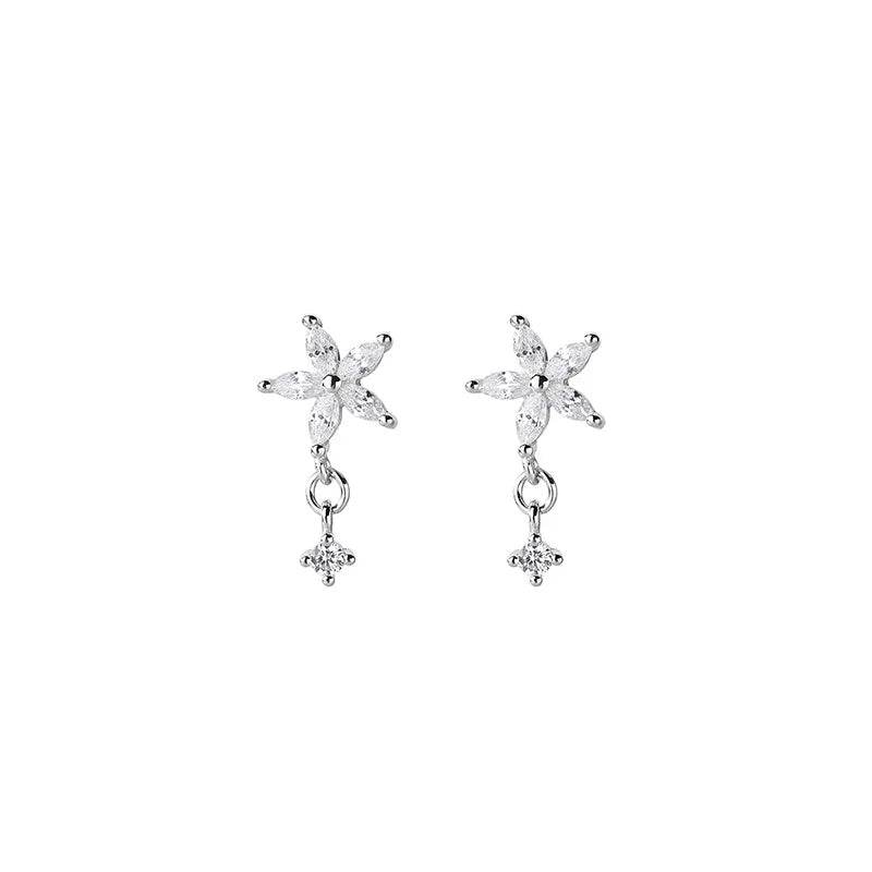 Korean Luxury Exquisite Flower Inlaid Zircon Earrings for Women Temperament Wedding Dating Jewelry Gifts - Touchy Style