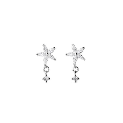 Korean Luxury Exquisite Flower Inlaid Zircon Earrings for Women Temperament Wedding Dating Jewelry Gifts - Touchy Style