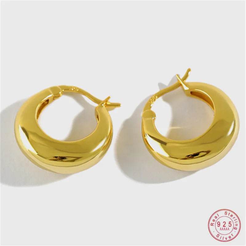 925 Sterling Silver European Geometric Circle Stud Earrings Women Generous Temperament Party Jewelry Accessories Friendship Gift - Touchy Style