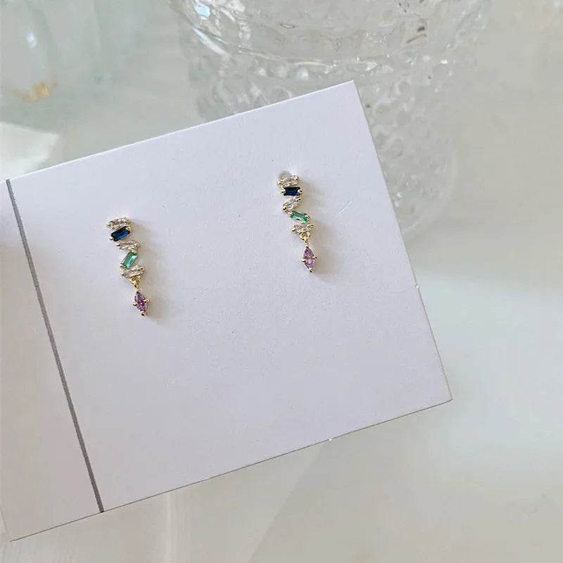 925 Sterling Silver Simple Snake Stud Earrings Women Pavé Crystal Tassel Earrings Wedding Temperament Jewelry Friendship Gift - Touchy Style