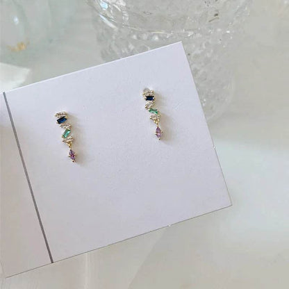 925 Sterling Silver Simple Snake Stud Earrings Women Pavé Crystal Tassel Earrings Wedding Temperament Jewelry Friendship Gift - Touchy Style